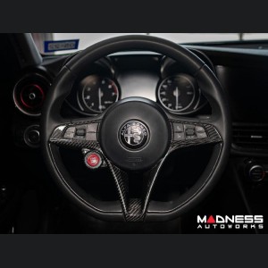 Alfa Romeo Giulia Steering Wheel Trim  - Carbon Fiber - Main Center Trim Piece - Pre '20 Models